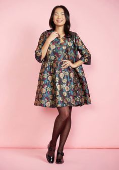 Brush With Destiny Car Coat | ModCloth Plus Size Vintage Clothing, Structured Skirt, Winter Look Book, Designer Plus Size Clothing, Peach And Gold, Holiday Outfits Women, Teaching Outfits, Christmas Outfits Women, Plus Size Cocktail Dresses