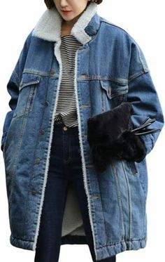 Fleece Denim Jacket, Quilted Denim, Long Denim Jacket, Best Winter Coats, Denim Trench Coat, Lined Denim Jacket, Fleece Jacket Womens, Denim Coat Jacket, Parka Coat