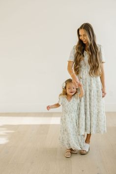 Light Green Mommy and Me Dress – FEHRNVI Light Green Maxi Dress, Mommy And Me Dress, Clogs Outfits, White Clogs, Light Green Dress, Green Maxi Dress, Beautiful Floral Dresses, Mommy And Me Dresses, Flowy Shorts