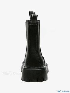 OrcaJump - Professional Black PU Leather Chelsea Boots with Round Toe Black Polyurethane Martin Boots With Round Toe, Black Ankle-high Martin Boots With Reinforced Heel, Black Pointed Toe Chelsea Boots For Winter, Casual Black Polyurethane Boots, Black Polyurethane Martin Boots With Platform, Black Reinforced Heel Ankle Martin Boots, Black Ankle Martin Boots With Reinforced Heel, Black Closed Toe Martin Boots With Platform, Black Faux Leather Martin Boots