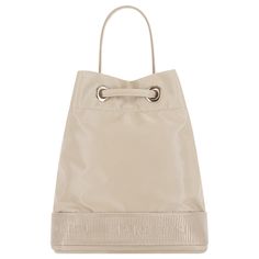 This bag features a mini-sized bucket bag.  This bag is ultra-lightweight using eco-friendly material. It is made from 100% plastic recycled nylon, known as MIPAN Regen nylon. This bag has a convenient storage room and a half-moon shape bottom. The bottom shape gives you a comfortable fit.  It can be worn three ways, as a tote, on the shoulder, or crossbody with a length-adjustable strap. Matched Mini Pouch is a separately sold item. This bag is made in Korea using 100% plastic recycled nylon. It is also composed of the following materials: 100% Recycled nylon(Outer) and 100% PU(Pocket).  Please be sure not to wash, hot dry or steam the product, as this can alter the bag's shape and texture.  If the bag is exposed to dirt, please be sure to wipe it off quickly with a wet tissue.  Be carefu Everyday Use Nylon Bucket Shoulder Bag, Nylon Bucket Shoulder Bag For Daily Use, Nylon Bucket Bag With Adjustable Strap For Daily Use, Travel Nylon Bucket Bag, Recyclable Nylon Bag For On-the-go, Everyday Nylon Bucket Bag, Everyday Nylon Bucket Bag With Removable Pouch, Nylon Bucket Bag For Everyday Use, Nylon Bucket Bag For Travel