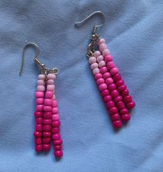 handmade gradient pink earrings with seed beads and stainless steel hooks Pink Earrings, Seed Beads, Jewelry Earrings Dangle, Etsy Earrings, Dangle Drop Earrings, Dangle Earrings, Roses, Jewelry Earrings, Drop Earrings