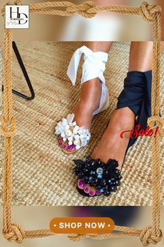 Women Fashion Summer Outdoor Flats Shoes Bead Flower Lace Up Party Beach Sandals Bead Flower, Up Party, Flower Lace, Flats Shoes, Beach Sandals, Women's Summer Fashion, Fashion Summer, Beach Party, Women Fashion