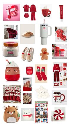 a collage of red and white christmas items