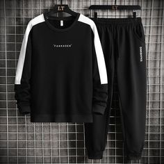 Wiaofellas Autumn Men Casual Sports Set Round Neck Tracksuit Fashion Sweatshirt and Sweatpants 2 Piece Sets Male Sportswear Outfit Set Mens Black Vest, Tracksuit Fashion, Jogger Outfit, Sportswear Outfits, Men Tracksuit, 2 Piece Sets, Track Suit Men, Training Clothes, Casual Sportswear