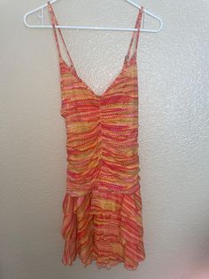 cute colorful dress sz XL Great condition Polyester Multicolor Vibrant Print V-neck Dress, Colorful V-neck Mini Dress, Vibrant Multicolor V-neck Dress, Colorful V-neck Mini Dress For Summer, Multicolor V-neck Mini Dress With Vibrant Print, Multicolor Sundress With Spaghetti Straps For Spring, Multicolor Spaghetti Strap Sundress For Spring, Multicolor Ruffled Sundress For Summer, Fun Mini Length Summer Dress