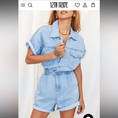 New With Tags 12th Tribe Brand Hendrix Short Denim Romper Size S/M. - Light Wash Denim - Button And Zipper Closure At The Front - Button And Elastic Waist - Optional Cuffed Hem - Functional Pockets This Is A Great Quality Item. I’m 5’3” And 130 Lbs With A Curvy Build. It Fits Me Be A Bit More Snug Than I Would Like And I Plan To Get A M/L, But Missed My Return Window For This Product. Trendy Short Denim Jumpsuit With Pockets, Medium Wash Denim Top, Trendy Medium Wash Short Length Denim Jumpsuit, Trendy High-rise Washed Blue Denim Jumpsuit, Trendy High Rise Washed Blue Denim Jumpsuit, Relaxed Fit Denim Jumpsuit In Short Length, Relaxed Fit Short Denim Jumpsuit, Relaxed Fit Denim Jumpsuit With Short Length, Short Length Denim Jumpsuit With Relaxed Fit