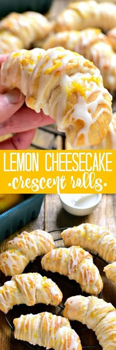 lemon cheesecake crescent rolls on a tray