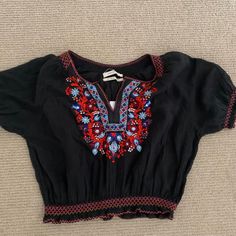 The Cutest Urban Top!!! Never Worn With Tags Size Small! Urban Outfitters Bohemian Tops For Beach, Urban Outfitters Bohemian Summer Tops, Urban Outfitters Tops For Summer Festivals, Urban Outfitters Summer Festival Tops, Urban Top, Glitter Crop Top, Black Cropped Cardigan, Wrap Front Top, Bell Sleeve Crop Top