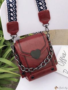 Bird in Bag - Stylish Shoulder Bag with Chain and Wide Strap, Perfect for Ladies' Daily Use Rectangular School Bag With Chain Strap, Vintage Crossbody Bag With Chain Strap, Red Details, Bag With Chain, Chain Pattern, Stylish Shoulder Bag, Small Crossbody Bag, Small Crossbody, Bag Bag