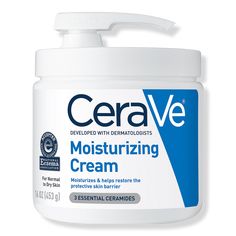 Moisturizing Cream with Pump for Balanced to Dry Skin - CREAM FOR NORM TO DRY SKIN W PUMP 16.0OZBenefitsProvides 24-hour hydration and helps restore the skin's barrier with three essential ceramidesRich, velvety moisturizing cream formula features hyaluronic acid to leave dry skin feeling smooth and comfortableSuitable for use as a face cream, body cream and hand creamAbsorbs quickly to soften skin without leaving a greasy or sticky feelIdeal for all skin types, including sensitive skinGentle, n Cerave Moisturizing Cream, Body Lotion Cream, Moisturizing Face Cream, Cream For Dry Skin, Body Moisturizers, Dry Skin Care, Moisturizing Cream, Moisturizer For Dry Skin, Cream Lotion