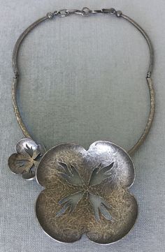 Superb DELPHINE NARDIN PARIS Signed Huge Poppy Flowers - Etsy Vintage Silver Flower-shaped Necklace, Vintage Silver Flower Shaped Necklace, Vintage Handmade Flower Shaped Necklace, Vintage Handmade Flower Shape Necklaces, Vintage Handmade Flower Shaped Necklaces, Handmade Vintage Necklace With Flower Shape, Handmade Vintage Flower Shape Necklaces, Vintage Flower Necklace For Formal Occasions, Vintage Flower Necklaces For Formal Occasions