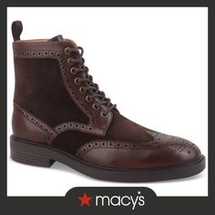 in stock Wingtip Boots, Memory Foam, Brown Leather, Leather Upper, Men's Shoes, Pick Up, In Store, Buy Online, Lace Up