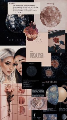 a collage of images with different planets and stars in them, including the moon