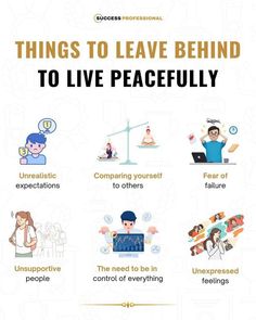 a poster with the words things to leave behind to live peacefully