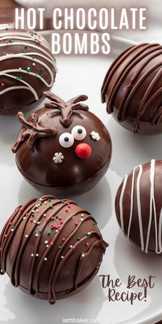 chocolate covered candies are arranged on a plate