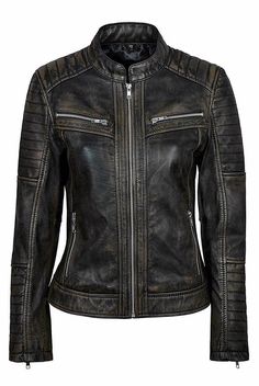 Women's Genuine Lambskin Leather Jacket Black Slim Fit Biker Motorcycle Jacket Cafe Racer Moto, Maxi Rok, Lambskin Leather Jacket, Real Leather Jacket, Biker Leather, Vintage Leather Jacket, Emily Ratajkowski, Genuine Leather Jackets, Leather Jacket Black