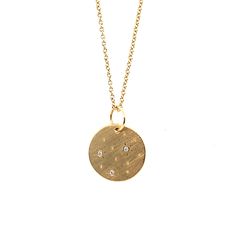 14k yellow gold GATZ charm with diamond stars 14k Gold Celestial Necklace With Single Cut Diamonds, Celestial Yellow Gold Charm Necklaces, Celestial Yellow Gold Charm Necklaces For Everyday, Night Time Sky, Rose Gold Charms, White Gold Chains, Gold Charm Necklace, Into The Night, Disc Necklace