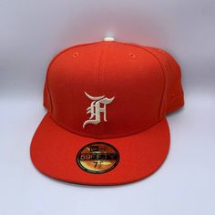 Fear Of God 7 1/2 59fifty New Era Hat Fitted Cap Men Orange Jordan Fog Classic Flat Crown Hat For Baseball Season, Classic Flat Crown Fitted Hat For Baseball Season, Red Fitted Hat With Flat Crown For Streetwear, Red Fitted Hat For Baseball With Flat Crown, Red Fitted Hat For Baseball Season, Flat Crown Hats For Baseball Season, Fitted Hat With Embroidered Logo For Baseball Season, Baseball Season Fitted Hat With Embroidered Logo, Jordan Shattered Backboard