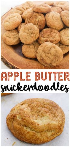 apple butter snicken cookies on a wooden plate