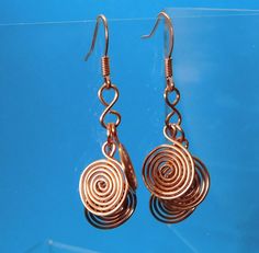 Unique Earrings for Girlfriend Gift, Multi Swirl Dangles, Natural Copper, Wire Spiral Clusters, Artistic Sculpture Jewelry, Wife Present Hand Forged Copper Spiral Earrings, Bronze Spiral Earrings For Gifts, Spiral Copper Wire Earrings As Gift, Handmade Spiral Copper Wire Earrings, Nickel-free Spiral Copper Jewelry, Spiral Copper Wire Jewelry With Ear Wire, Wire Wrapped Spiral Copper Earrings, Copper Spiral Wire Wrapped Earrings, Wire Wrapped Copper Spiral Earrings