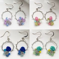 Cute dangle floral circle earrings. Thank you for visiting PastelGems Cute Jewellery, September Gift, Pastel Earrings, Glamorous Jewelry, Floral Circle, Rainbow Items, Jewellery Uk, Earrings Hoop, Pink Jewelry