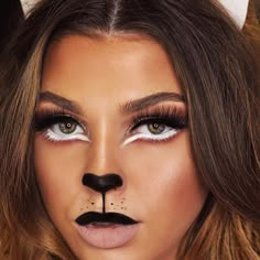 Panda Makeup Halloween, Halloween Makeup Looks For Work, Makeup Looks For Work, Chola Eyebrows, Fox Makeup Halloween, Lioness Makeup, Simple Halloween Makeup Looks, Simple Halloween Makeup, Panda Makeup