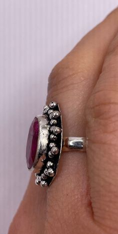 Vintage Raw Pink Ruby Deco Silver Cocktail Ring Unusual deep toned raw Ruby low content silver setting handmade size 7 Can be resized. My jeweler charges a $20 fee All rings are shipped in a nice gift box. Check out our over a THOUSAND great reviews!!! Engraving is $4 per letter and is not always perfect depending on the piece. It can take a few days if the jeweler is busy. This is payable to Paypal Judithsltd@gmail.com Silver Oval Ruby Ring Spiritual Style, Unique Adjustable Ruby Ring, Unique Adjustable Ruby Gemstone Ring, Handmade Adjustable Ruby Ring In Sterling Silver, Bohemian Silver Oval Ruby Ring, Handmade Spiritual Ruby Ring In Sterling Silver, Handmade Spiritual Sterling Silver Ruby Ring, Handmade Bohemian Oval Ruby Ring, Bohemian Handmade Oval Ruby Ring