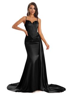 black|sopa Spaghetti Strap Bridesmaids Dresses, Side Split Dress, Bridesmaid Dresses Uk, Best Wedding Guest Dresses, Beach Bridal Gown, Mermaid Bridesmaid Dresses, Bridesmaid Dresses Online, Mermaid Style, Custom Size Dresses