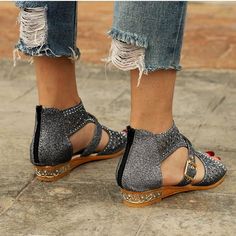 Women Wedges Heel Buckle Strap Gladiator Sandals Peep Toe Low Heels Sandals Casual T-strap Sandals With Ankle Strap For Party, Casual T-strap Ankle Strap Sandals For Party, Casual Round Toe T-strap Sandals For Party, Casual Flat Heel T-strap Sandals For Party, Casual Party T-strap Sandals With Round Toe, Casual T-strap Sandals With Flat Heel For Party, Casual T-strap Sandals With Round Toe For Party, Party Toe Post Sandals With Buckle Closure, Party Sandals With Buckle Closure And Toe Post