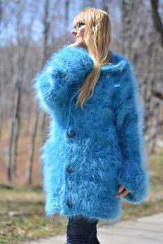 Mohair Coat, Extreme Knitting, Cardigan Handmade, Fuzzy Coat, Sweater Chunky, Crochet Goodies, Mohair Cardigan