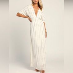 Brand New Without Tags Size M Casual Summer Dresses Sundresses, Dolman Sleeve Maxi Dress, Maternity Shirt Dress, Goddess Vibes, Gold Maxi Dress, Cute White Dress, Bali Wedding, White Dresses For Women, Island Vibes