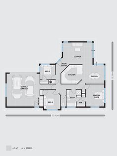 the floor plan for a home with two car spaces