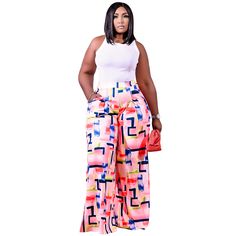 Loose Ankle-length Print Wide Leg Pants Multicolor Ankle-length Bottoms For Summer, Multicolor Ankle-length Wide Leg Pants With Pockets, Multicolor Ankle-length Bottoms For Spring, Spring Multicolor Ankle-length Bottoms, Multicolor Ankle-length Casual Bottoms, Multicolor Casual Ankle-length Bottoms, Casual Multicolor Ankle-length Bottoms, Chic Multicolor Pants With Pockets, Stretch Multicolor Pants For Day Out