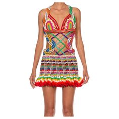 MORPHEW COLLECTION Rainbow Nylon &Metal Handmade Crocheted Dress Crocheted Dress, The Hours, Hand Work, Rare Antique, Fast Fashion, Crochet Dress, Runway Fashion, Dress Collection, Day Dresses