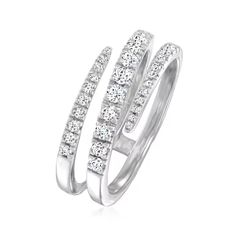 .50 ct. t.w. Diamond Wrap Ring in Sterling Silver | Ross-Simons Anniversary Wrap Ring, Dazzling Sterling Silver Open Ring Diamond Ring, Wrap Rings Diamond, Silver Diamond Bypass Ring, Silver Diamond Bypass Ring Fine Jewelry, Diamond Wrap Ring, Diamond Circle Pendant, Diamond Bows, Diamond Bangles Bracelet