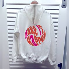 New Hot Item. Cozy, Yummy White Hooded Sweatshirt! Kangaroo Front Pocket. Signature Positive Vibe Quote On The Back In Pink/Orange. “Make It Happen” Share The Love! Various Sizes White Graphic Print Hooded Top, White Hooded Top With Graphic Print, Leisure Graphic Print Hooded Top, Cotton Leisure Hoodie, Letter Print Hoodie For Leisure, Leisure Letter Print Hoodie Top, Trendy White Hoodie Top, Trendy White Sweatshirt For Leisure, Relaxed Fit Slogan Hoodie