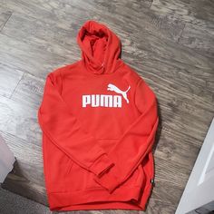 New With Tags Puma Hoodie In Orange. Size Med Puma Logo Crew Neck Sweatshirt For Streetwear, Casual Puma Logo Sweatshirt For Winter, Casual Puma Logo Crew Neck Sweatshirt, Casual Long Sleeve Sweatshirt With Puma Logo, Sporty Puma Logo Sweatshirt For Winter, Winter Sporty Puma Logo Sweatshirt, Winter Puma Logo Hooded Hoodie, Winter Hoodie With Puma Logo, Puma Logo Sports Hoodie