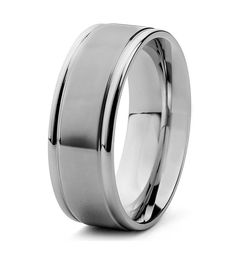 Wear this stylish stainless steel band as your daily wedding band or as an eye catching fashionable accessory. The center of the band has a brushed finish, and the edges have a polished finish. The width of the band is 8mm. | Men's Brushed Stainless Steel and Polished Grooved Ring (8mm) - Size 7 | 1-800-Flowers Everyday Gift Delivery Men's Brushed Stainless Steel & Polished Grooved Ring (8Mm) - Size 13 Silver Stainless Steel Ring With Brushed Finish, Mens Fashion Jewelry, Gift Delivery, Everyday Gifts, Rings Jewelry Fashion, Stainless Steel Polish, Jewelry Companies, Stainless Steel Band, Brushed Stainless Steel