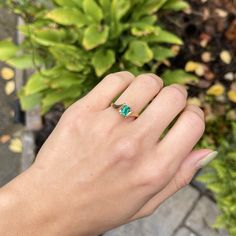 Estate/ vintage polished 10KT yellow gold ring with center, lab-created emerald + surrounding white diamonds. Timeless gold ring with a beautiful, vibrant green emerald! Size 7.25 Can be resized for an additional fee Weight: 1.8g (2) 1 pt genuine, white diamonds; SI clarity; H color Approx. 6mm x 4mm lab-created, green, rectangle center emerald Excellent estate condition Lab Created Emerald, Emerald Diamond Ring, Vibrant Green, Green Emerald, Yellow Gold Ring, Emerald Diamond, White Diamonds, Yellow Gold Rings, Diamond White