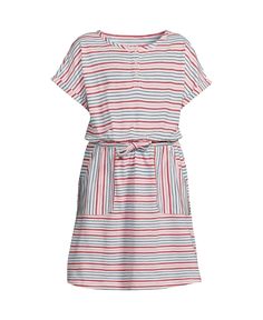 in stock Casual Multicolor Vertical Stripe Dresses, Casual Multicolor Dresses With Vertical Stripes, Casual Multicolor Striped Dresses, Casual Multicolor Dress With Vertical Stripes, White Dresses With Horizontal Stripes For Summer, Casual Beach Dress With Striped Hem, Casual Striped Hem Short Sleeve Dress, Casual Cotton Dress With Vertical Stripes, Short Sleeve Henley