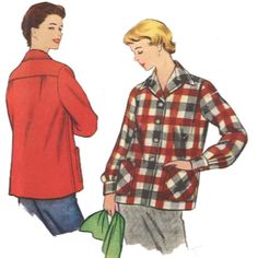 two men in plaid shirts standing next to each other, one is wearing shorts and the other has a red shirt