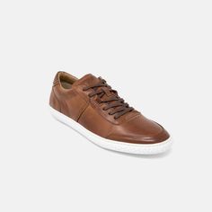 Men's Leather Avenue Sneaker - Cognac (White Sole) – Piloti Inc. Tire Tread, Leather Brogues, Driving Shoes, Gray Suede, Top Grain Leather, Italian Leather, Shoe Collection, Cognac, Leather Men