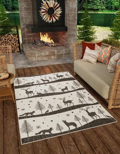 Black and White 4' x 6' Holiday Indoor / Outdoor Rug | Rugs.com Black And White Rug, Holiday Rugs, Outdoor Table Runner, All Modern Rugs, Urban Rustic, Outdoor Holidays, Rug Brown, Modern Kilim, Indoor Outdoor Rug