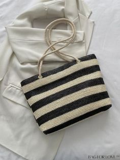 BagForLove - Chic Striped Twilly Scarf Accentuates Trendy Straw Bag Product Description Color Black and White Strap Type Double Handle Bag Size Small Pattern Type Striped Style Vacation Type Straw Bag Material PP Size Chart INCH CM Bag Length Bag Width Bag Height Handle Height 13 inch 3 inch 9.1 inch 12.2 inch Bag Length Bag Width Bag Height Handle Height 33 cm 7.5 cm 23 cm 31 cm Details Pictures Similar Products h2 { text-align: center; } /* æ¢è¡ */ li{ white-space: normal; word-break: break- Casual Striped Vacation Bags, Casual Striped Bags For Vacation, Casual Striped Summer Shoulder Bag, Casual Striped Shoulder Bag For Summer, Casual Striped Rectangular Straw Bag, Casual Striped Rectangular Beach Bag, Casual Striped Straw Bag, Striped Shoulder Bag For The Beach, Casual Striped Straw Bag For Vacation