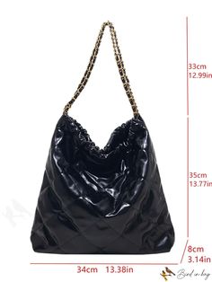 BirdinBag - Stylish Quilted Chain Hobo Bag with Remarkable Detail Chic Rectangular Hobo Bag With Chain Strap, Square Bags With Chain Strap For Shopping, Everyday Square Shoulder Bag With Chain, Chic Bags With Chain Strap For Errands, Square Bag With Gold Chain For Daily Use, Chic Shoulder Bag With Chain Strap For Errands, Shopping Bucket Bag With Chain Strap, Shopping Shoulder Bucket Bag With Chain Strap, Travel Shoulder Bag With Chain Detail