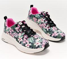 Flaunt your love of all things floral with Spring Bouquet sneakers. While the well-cushioned lightweight design cradles your feet in comfort, the pretty print is bound to brighten your footwear collection. From Skechers. Sporty Floral Print Sneakers With Round Toe, Pink Lace-up Sneakers With Floral Print, Pink Floral Print Lace-up Sneakers, Floral Print Textile Lace-up Sneakers, Textile Low-top Sneakers With Floral Print, Floral Print Textile Low-top Sneakers, Flower Sneakers, Clean Beauty Makeup, Mirror Man