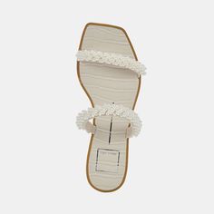 IVEE SANDALS VANILLA PEARLS – Dolce Vita Bridal Shoes Flats Sandals, Wedding Sandals For Bride, Flat Sandals Wedding, Beach Wedding Accessories, Beach Wedding Sandals, Wide Sandals, Beach Wedding Shoes, Pearl Sandals, Bridal Shoes Flats