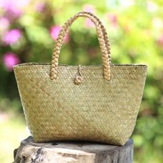 Water Hyacinth, Woven Tote Bag, Woven Pattern, Balinese, Natural Look, Natural Fibers, Natural Color, Straw Bag, Handmade Natural