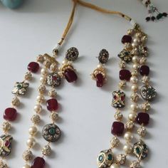 Multi Strand Necklace Wedding Necklace Bridal Jewelry Indian Jewelry Indian Long Necklace Rani Haar Necklace Kundan Set - Etsy Red Pearl Necklace For Wedding And Festivals, Kundan Necklace With Tilla For Anniversary And Festivals, Bollywood Style White Bridal Necklace For Formal Occasions, Heavy Kundan Bridal Necklace For Anniversary, White Festive Necklace For Marriage, Festive White Necklace For Marriage, Festive White Wedding Necklace, White Kundan Necklaces For Marriage, Kundan Pearl Necklace With 17 Jewels For Wedding